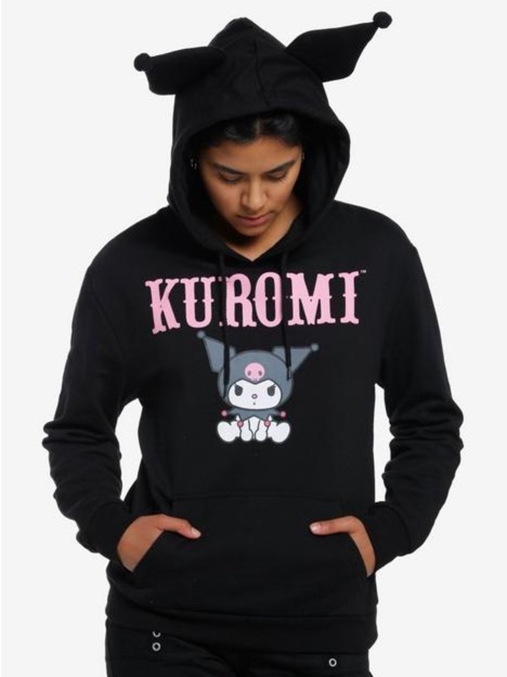 Kuromi Figural Ears Girls Black Hoodie – Size XL